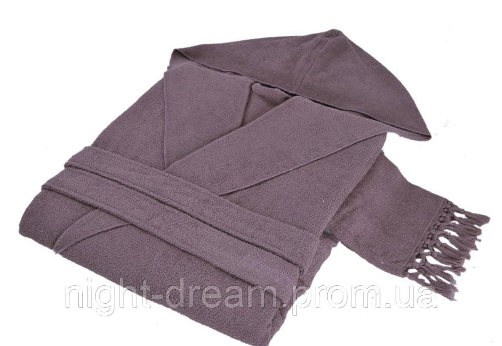 Махровый халат с капюшоном  HAMAM MEYZER TASSELS  LAVANDER размер L/XL