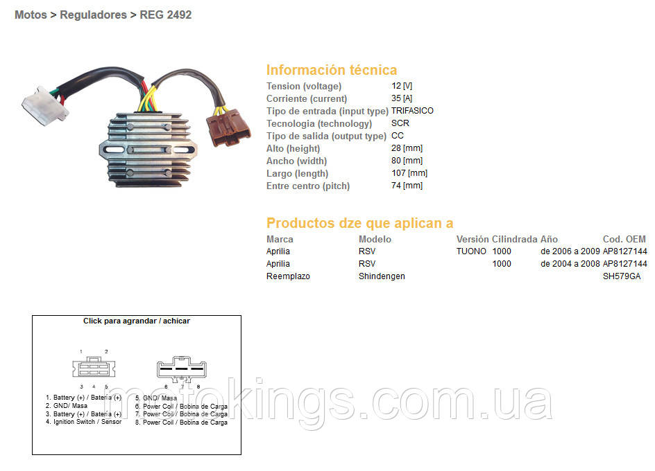 DZE РЕГУЛЯТОР НАПРЯЖЕНИЯ APRILIA RSV1000 04-08, TUONO 1000 06-09 (SH579GA) (AP8127144)
DZE РЕГУЛЯТОР НАПРЯЖЕНИЯ APRILIA RSV1000 04-08, TUONO 1000 06-09 (SH579GA) (AP8127144)