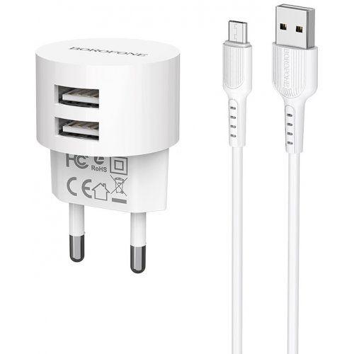 Сетевое зарядное устройство Borofone BA23A Brilliant Double USB Micro USB Cable 2.4A White
Сетевое зарядное устройство Borofone BA23A Brilliant Double USB Micro USB Cable 2.4A White