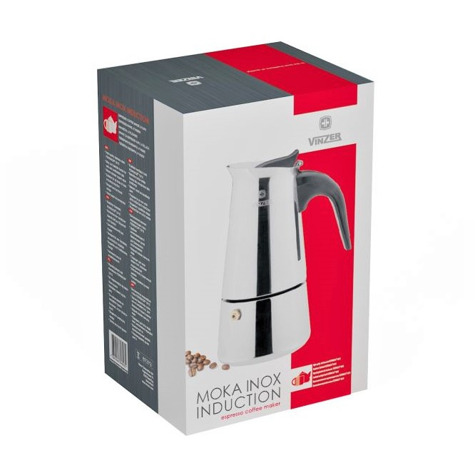 Гейзерная кофеварка Vinzer Moka Inox Induction 89393 из нержавеющей стали на 9 чашек | мока для кофе Винзер
Гейзерная кофеварка Vinzer Moka Inox Induction 89393 из нержавеющей стали на 9 чашек | мока для кофе Винзер
