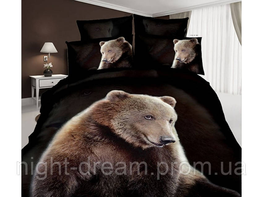 Полуторное постельное белье  Arya сатин 70х70 Cool Bear с мишкой