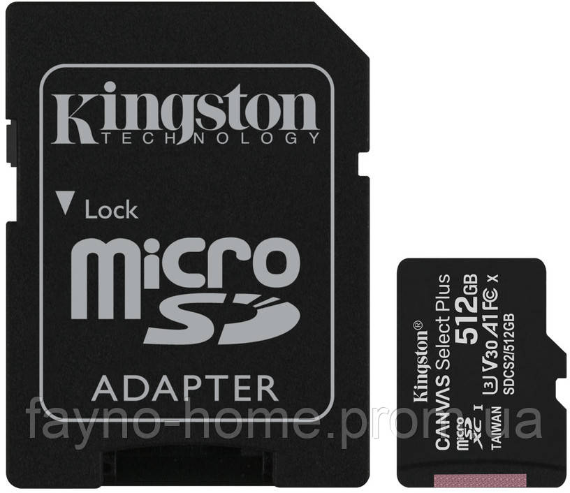 Карта пам'яті Kingston microSDHC 512GB Canvas Select+ A1 (R100/W85) + SD адаптер (6526407)
Карта пам'яті Kingston microSDHC 512GB Canvas Select+ A1 (R100/W85) + SD адаптер (6526407)