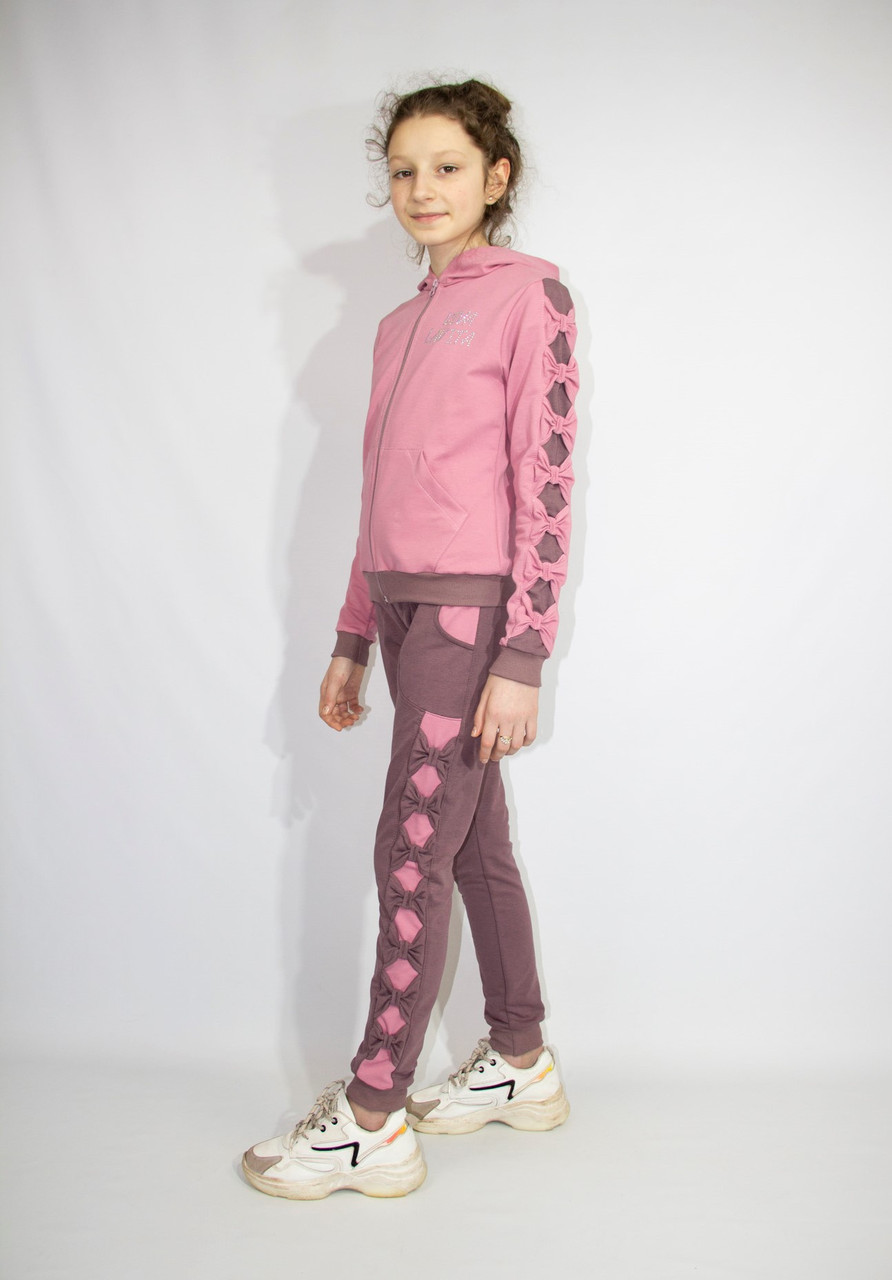 

Спортивный костюм (Пудра_турция-лиловый-стразы) для девочки, производитель Украина, 122-128-134-140 рост 122