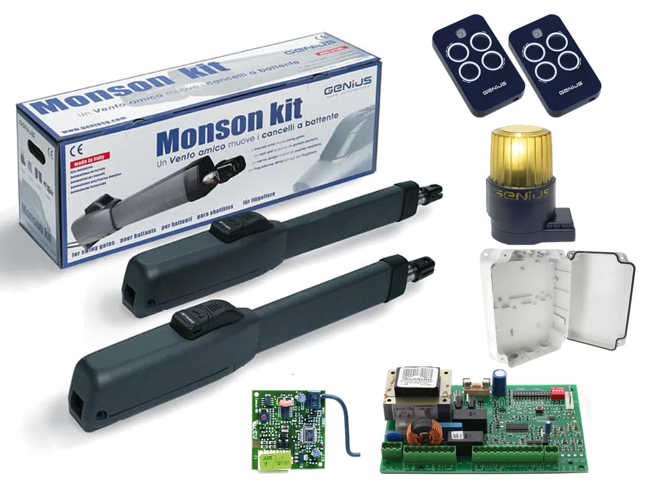 FAAC GENIUS MONSON KIT (Mistral 300) — автоматика для распашных ворот ( створка до 3м ) Сигнальная лампа, 2 шт.
FAAC GENIUS MONSON KIT (Mistral 300) — автоматика для распашных ворот ( створка до 3м ) Сигнальная лампа, 2 шт.