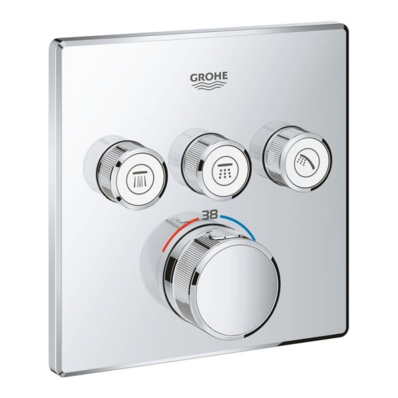Внешняя часть термостатического смесителя для ванны Grohe Grohtherm SmartControl 29126000 на три потребителя, Хром
Внешняя часть термостатического смесителя для ванны Grohe Grohtherm SmartControl 29126000 на три потребителя, Хром