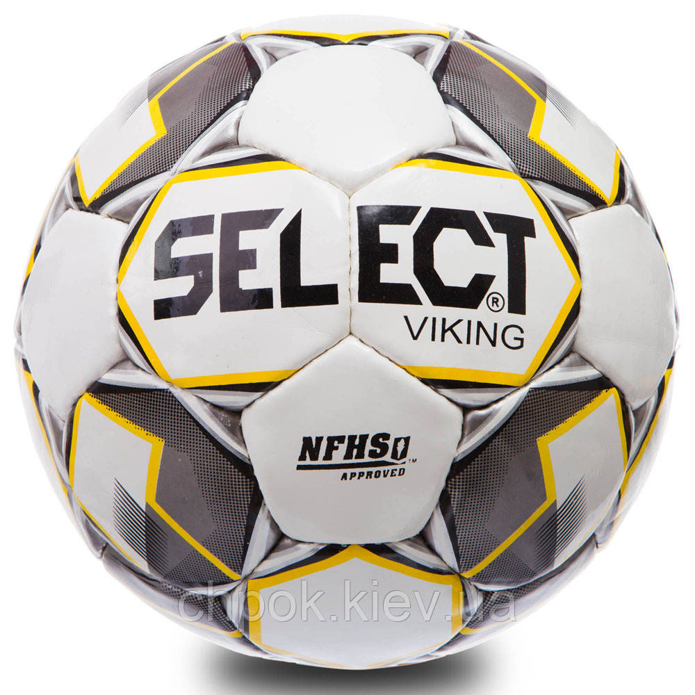 Мяч футбольный №5 PU ламин. SELECT VIKING ST-10-3 (№5, 5 сл., сшит вручную, белый-желтый-серебро-черный)
Мяч футбольный №5 PU ламин. SELECT VIKING ST-10-3 (№5, 5 сл., сшит вручную, белый-желтый-серебро-черный)