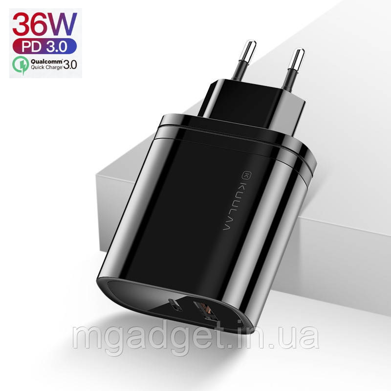 Зарядное устройство KUULAA KL-CD12 36W с быстрой зарядкой Quick Charge QC3.0 + PD цвет Черный Гарантия!
Зарядное устройство KUULAA KL-CD12 36W с быстрой зарядкой Quick Charge QC3.0 + PD цвет Черный Гарантия!