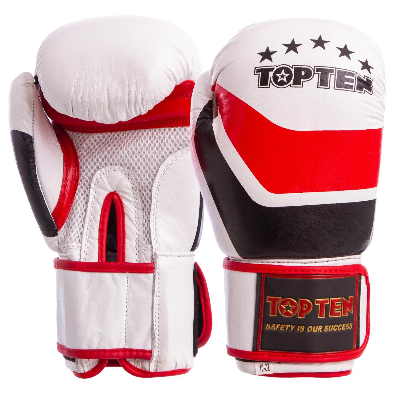 Перчатки боксерские кожаные на липучке TOP TEN MA-6752 (р-р 10-14oz, цвета в ассортименте), Белый-красный-черный
Перчатки боксерские кожаные на липучке TOP TEN MA-6752 (р-р 10-14oz, цвета в ассортименте), Белый-красный-черный