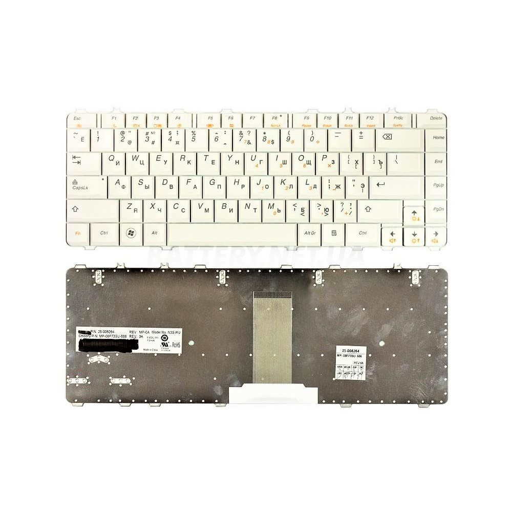 Клавиатура Lenovo IdeaPad (Y450, Y450A, Y450G, Y550, Y550A, Y460, Y560, B460) White, (White Frame), RU
Клавиатура Lenovo IdeaPad (Y450, Y450A, Y450G, Y550, Y550A, Y460, Y560, B460) White, (White Frame), RU