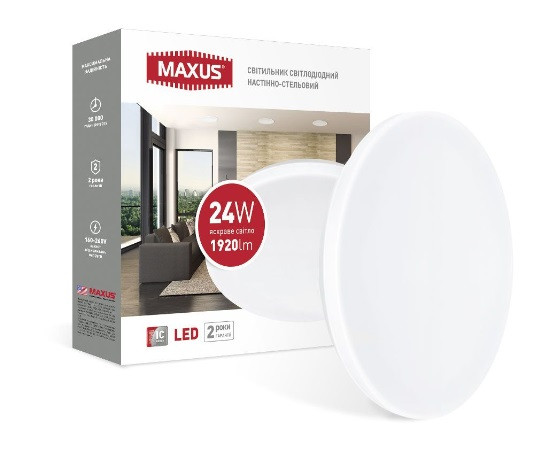 Світильник 24W Maxus Ceiling light 24W світлодіодний настінно-стельовий 4100K C (коло)
Світильник 24W Maxus Ceiling light 24W світлодіодний настінно-стельовий 4100K C (коло)