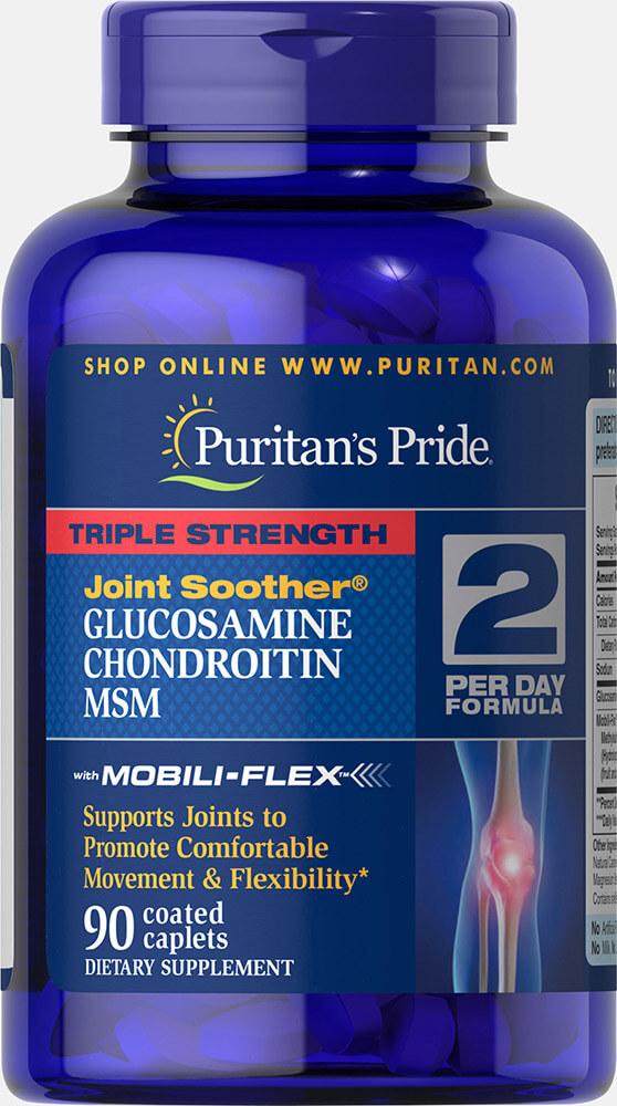 Puritans Pride Triple Strength Glucosamine, Chondroitin & MSM Joint Soother 90 caplets
Puritans Pride Triple Strength Glucosamine, Chondroitin & MSM Joint Soother 90 caplets