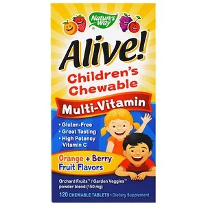 Nature's Way, Alive! Детский жевательный мультивитамин, вкус апельсина и ягод, 120 шт
Nature's Way, Alive! Детский жевательный мультивитамин, вкус апельсина и ягод, 120 шт