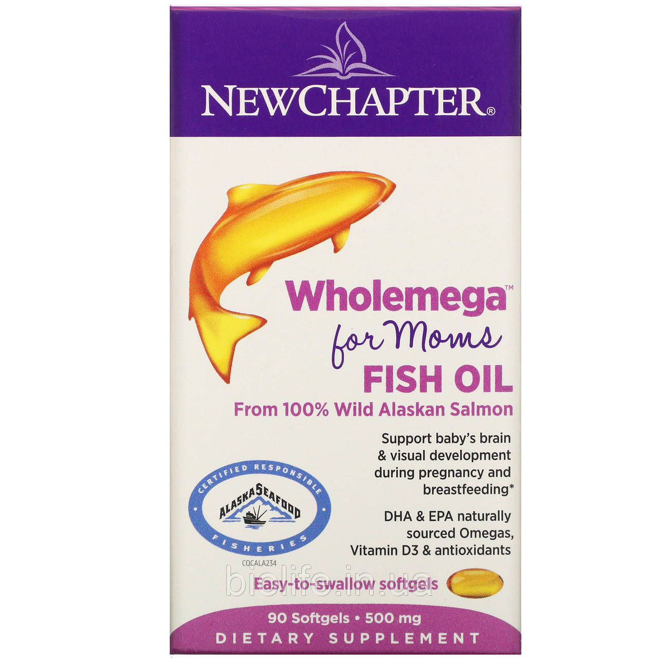 New Chapter, Wholemega for Moms Fish Oil, From Wild Alaskan Salmon, 500 mg, 90 Softgels
New Chapter, Wholemega for Moms Fish Oil, From Wild Alaskan Salmon, 500 mg, 90 Softgels