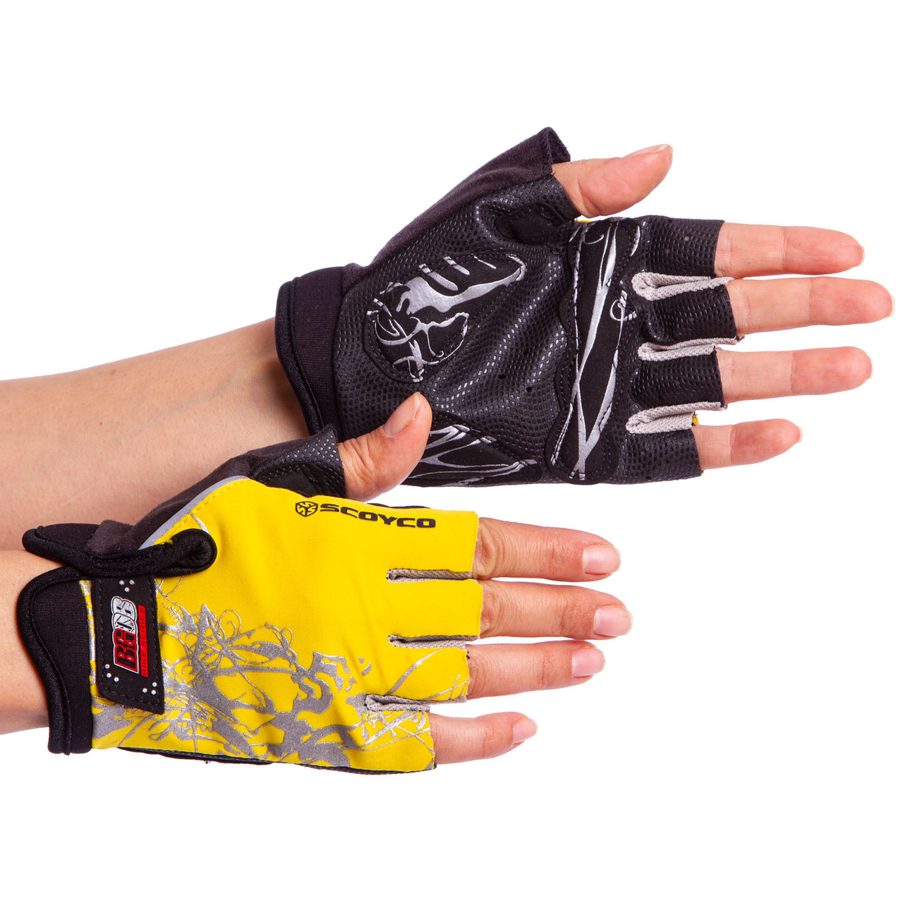 Перчатки велосипедные SCOYCO BG08 (PL, PVC, открытые пальцы, р-р S-XXL, цвета в ассортименте)
Перчатки велосипедные SCOYCO BG08 (PL, PVC, открытые пальцы, р-р S-XXL, цвета в ассортименте)