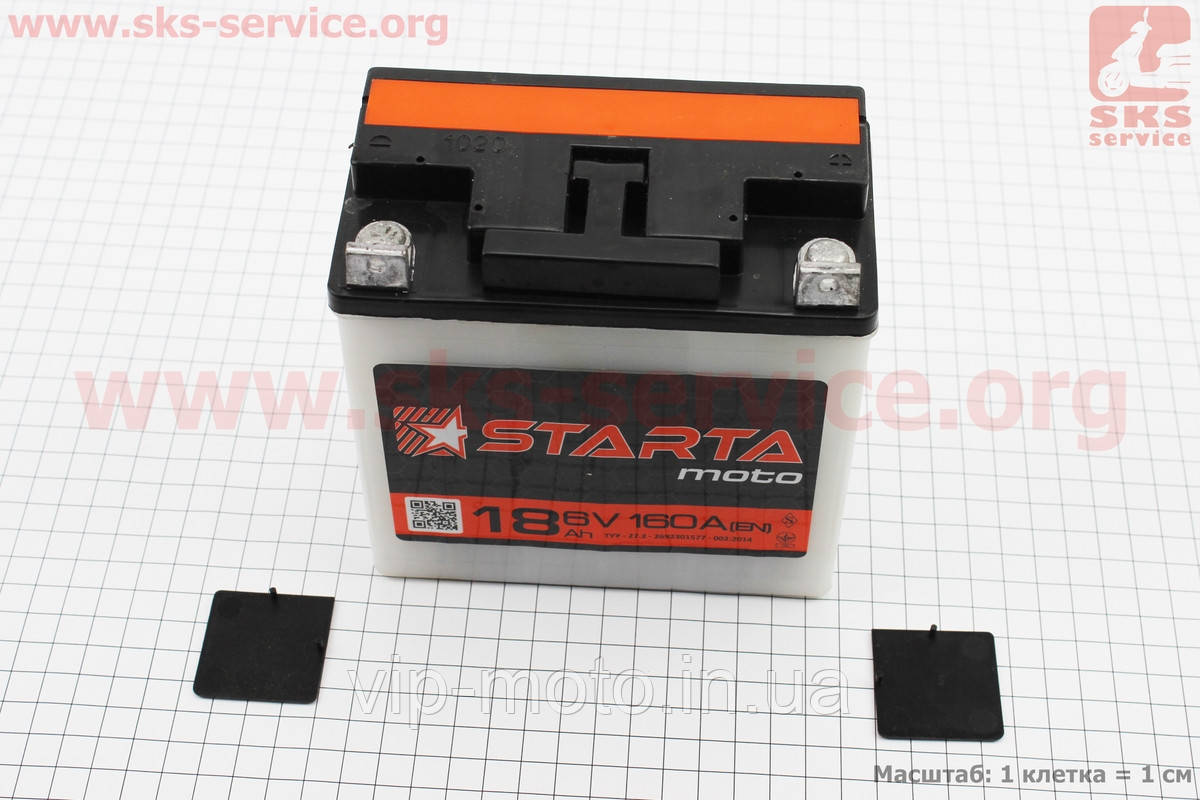 Аккумулятор 6V 18Аh 3МТС-18 кислотный (L140*W75*H140mm), 2020, плоская клема, МТ, ИЖ "STARTA"
Аккумулятор 6V 18Аh 3МТС-18 кислотный (L140*W75*H140mm), 2020, плоская клема, МТ, ИЖ "STARTA"