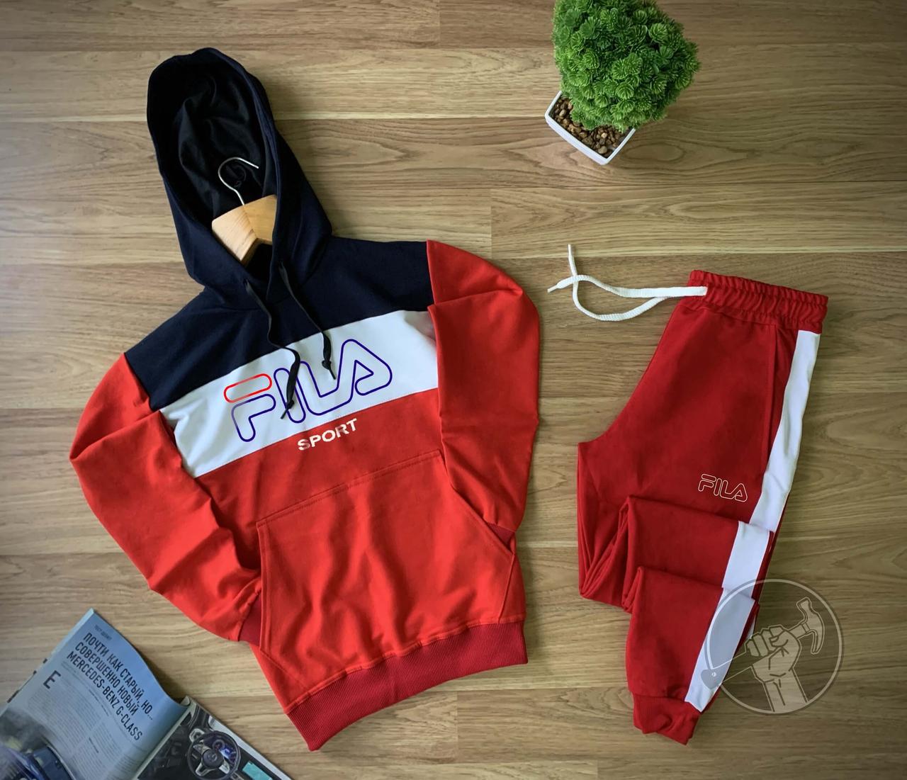 Мужской спортивный костюм Fila с лампасами красного цвета (Спортивный костюм с капюшоном Фила красный) XL
Мужской спортивный костюм Fila с лампасами красного цвета (Спортивный костюм с капюшоном Фила красный) XL