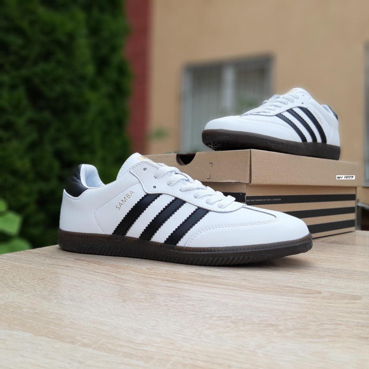 Мужские кроссовки в стиле Adidas Samba, кожа, белые с черным, 44 (28 см), размеры:41,43,44
Мужские кроссовки в стиле Adidas Samba, кожа, белые с черным, 44 (28 см), размеры:41,43,44