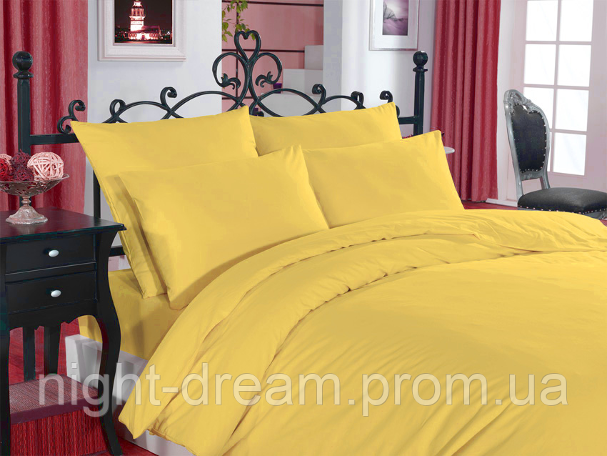 Желтое постельное белье 200х220 ZAMBAK  COLOR Ranforce Yellow 