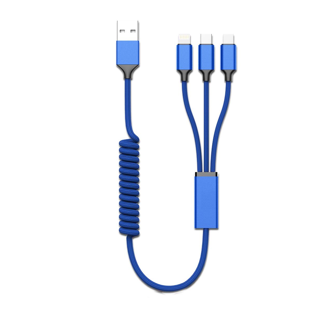 USB кабель для зарядки электроники 3 в 1 Type-C, micro USB, Lightning Синий
USB кабель для зарядки электроники 3 в 1 Type-C, micro USB, Lightning Синий