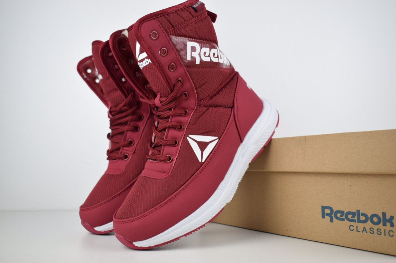 Женские зимние сапоги на меху в стиле Reebok, текстильная плащевка, бордовые 39 (25 см)
Женские зимние сапоги на меху в стиле Reebok, текстильная плащевка, бордовые 39 (25 см)