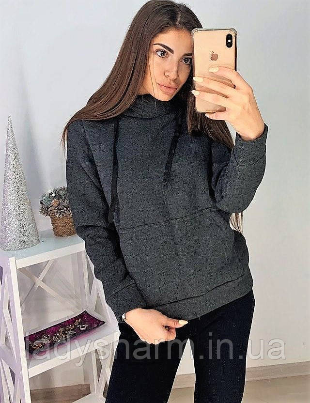 Удобный женский зимний худи на флисе с капюшоном и карман кенгуру цвета ассорти норма и батал Графит, 42 - 44
Удобный женский зимний худи на флисе с капюшоном и карман кенгуру цвета ассорти норма и батал Графит, 42 - 44
