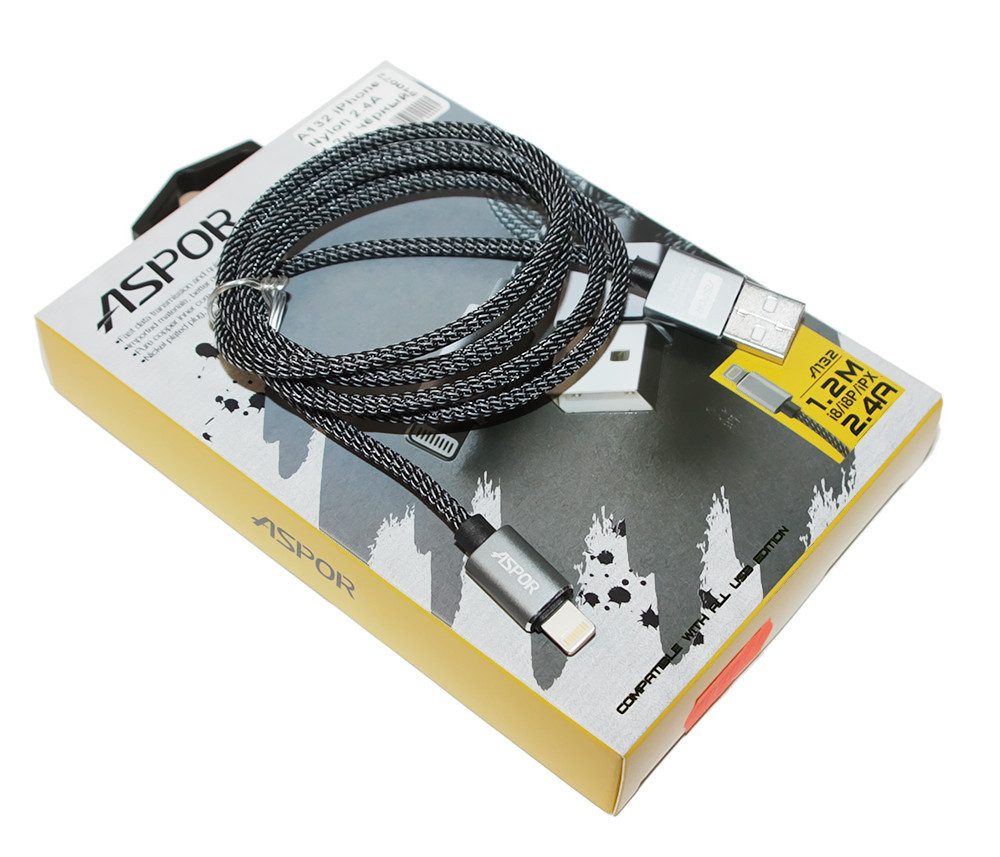 Кабель Usb-cable iPhone 5 Aspor A132 2.4A 1.2m orig 100% (круглый,пластиковый шнур) Black
Кабель Usb-cable iPhone 5 Aspor A132 2.4A 1.2m orig 100% (круглый,пластиковый шнур) Black