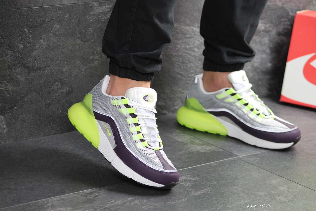 Мужские кроссовки в стиле Nike Air Max 95 + Max 270, серые с салатовым 43(27,5 см), размеры:43,44,45,46
Мужские кроссовки в стиле Nike Air Max 95 + Max 270, серые с салатовым 43(27,5 см), размеры:43,44,45,46