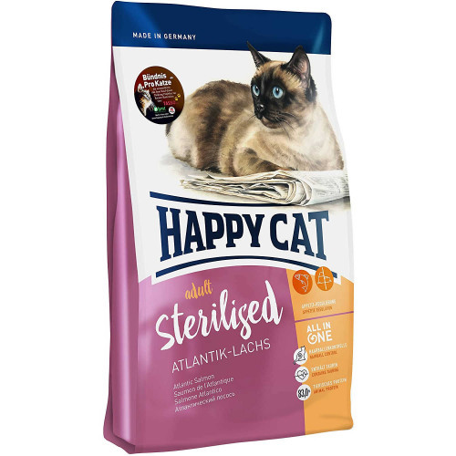 Сухой корм Happy Cat Adult Sterilised для стерилизованных кошек кастрированных котов, с лососем, 1,4 кг
Сухой корм Happy Cat Adult Sterilised для стерилизованных кошек кастрированных котов, с лососем, 1,4 кг