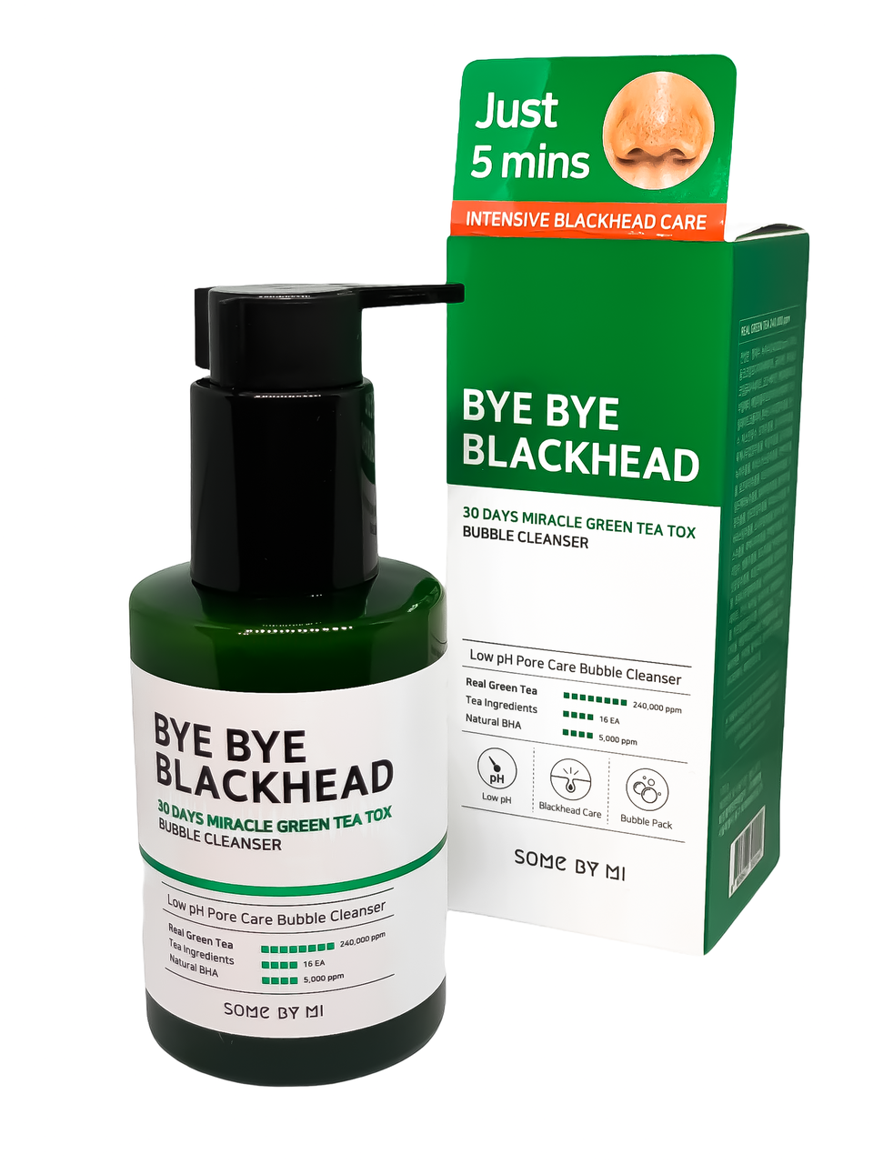 Маска-пенка от черных точек Some By Mi Bye Bye Blackhead 30 Days Miracle Green Tea Tox Bubble Cleanser
Маска-пенка от черных точек Some By Mi Bye Bye Blackhead 30 Days Miracle Green Tea Tox Bubble Cleanser