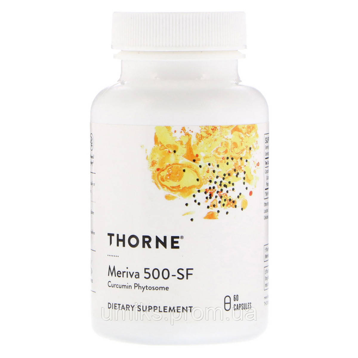 Фитосомы Куркумина 500-SF, Curcumin Phytosome Meriva, Thorne Research, 60 гелевых капсул (THR00485)
Фитосомы Куркумина 500-SF, Curcumin Phytosome Meriva, Thorne Research, 60 гелевых капсул (THR00485)