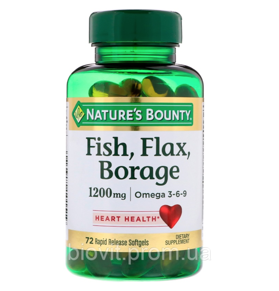 Рыба, лен и огуречник (Fish, Flax, Borage) 1200 мг 72 капсулы быстрого высвобождения
Рыба, лен и огуречник (Fish, Flax, Borage) 1200 мг 72 капсулы быстрого высвобождения