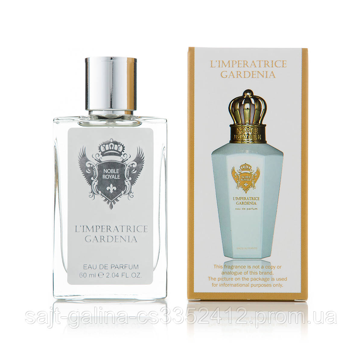 Тестер женский Noble Royale L`imperatrice Gardenia (Нобл Рояль Императрица Гардения) 60 мл (реплика)
Тестер женский Noble Royale L`imperatrice Gardenia (Нобл Рояль Императрица Гардения) 60 мл (реплика)