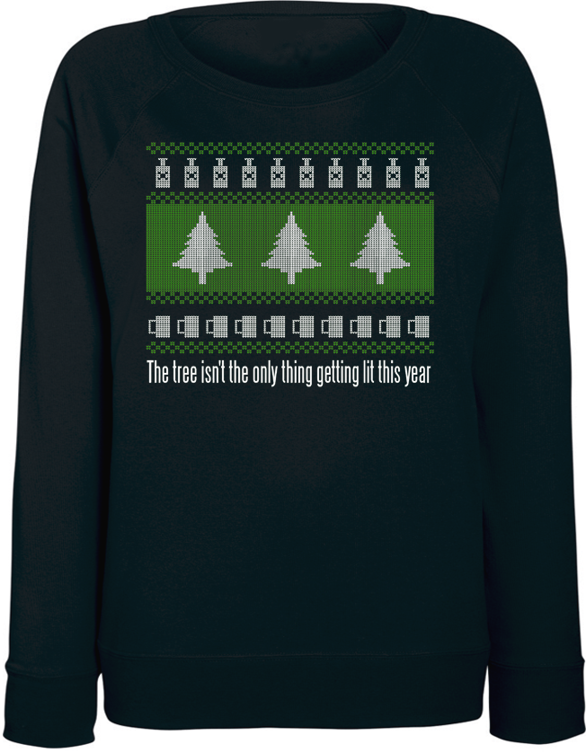 Женский свитшот "The Tree Isn't The Only Things Getting Lit This Year" (чёрный) L, Черный
Женский свитшот "The Tree Isn't The Only Things Getting Lit This Year" (чёрный) L, Черный
