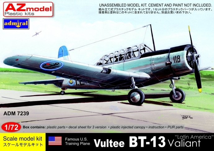 Пластикова модель 1/72 Admiral 7239 Американський навчальний літак Vultee SNV-1 BT-13 Valiant "LATIN AMERICA"
Пластикова модель 1/72 Admiral 7239 Американський навчальний літак Vultee SNV-1 BT-13 Valiant "LATIN AMERICA"