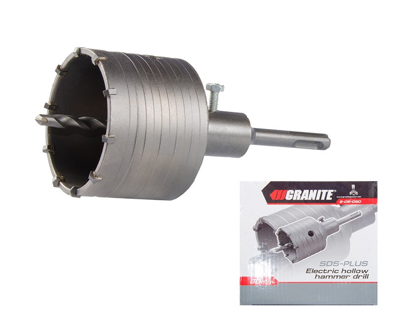 Сверло корончатое для бетона 80 мм 10 зубцов с хвостовиком 22*110 мм SDS-PLUS GRANITE 2-08-080
Сверло корончатое для бетона 80 мм 10 зубцов с хвостовиком 22*110 мм SDS-PLUS GRANITE 2-08-080
