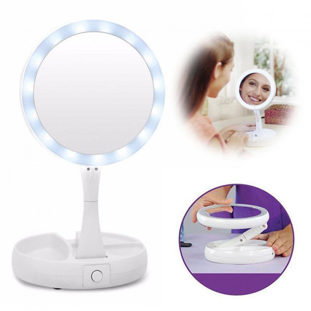 Складное зеркало для макияжа с Led подсветкой круглое увеличительное 10x My Fold Away Mirror
Складное зеркало для макияжа с Led подсветкой круглое увеличительное 10x My Fold Away Mirror