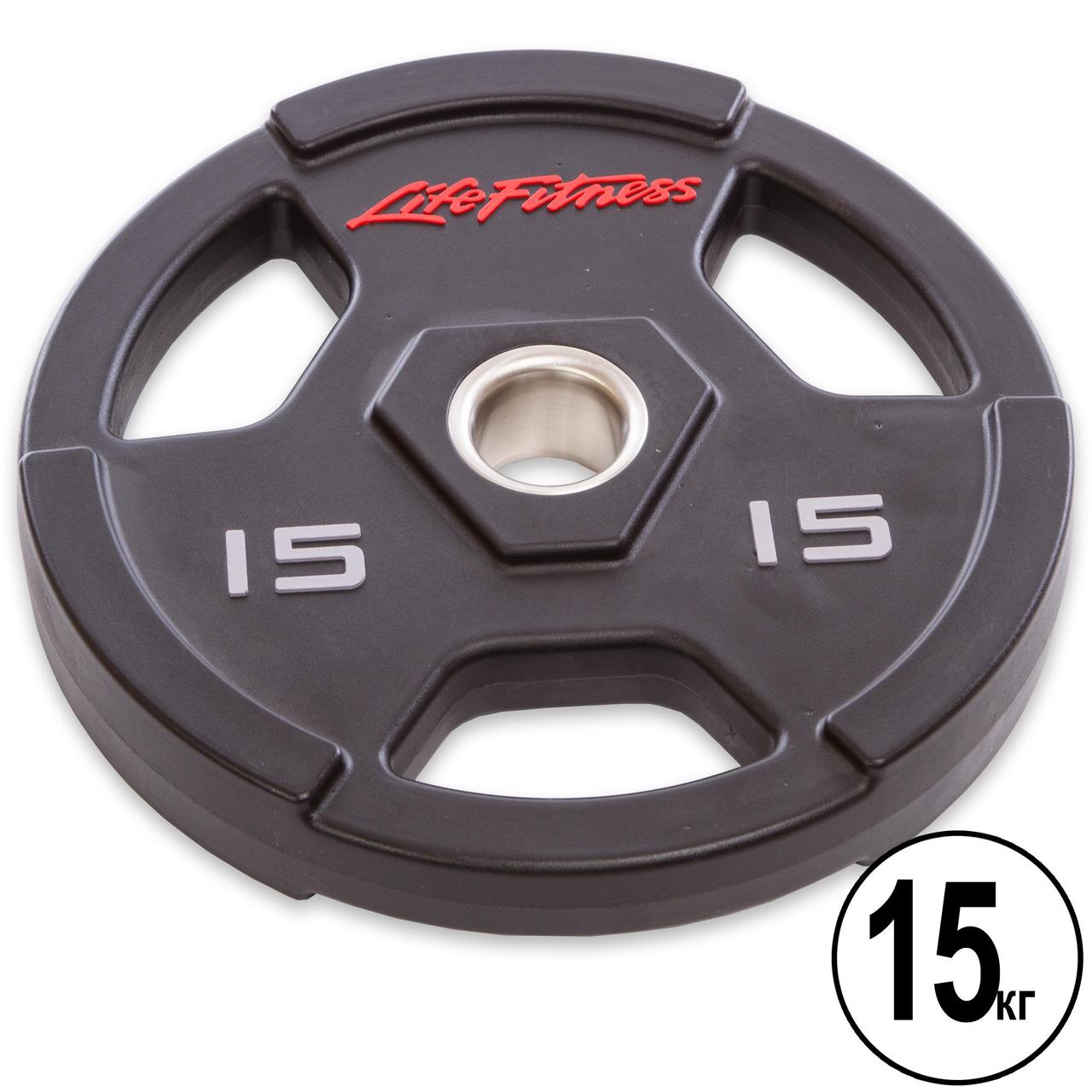 Блины (диски) полиуретановые с хватом и металлической втулкой d-51мм Life Fitness SC-80154-15 15кг (черный
Блины (диски) полиуретановые с хватом и металлической втулкой d-51мм Life Fitness SC-80154-15 15кг (черный