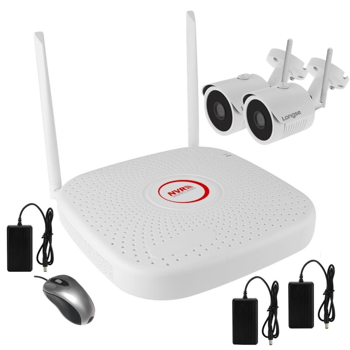 Комплект беспроводного WiFi видеонаблюдения на 2 камеры 1 Мп на 300 метров LONGSE WIFI2004PG1S100-2
Комплект беспроводного WiFi видеонаблюдения на 2 камеры 1 Мп на 300 метров LONGSE WIFI2004PG1S100-2