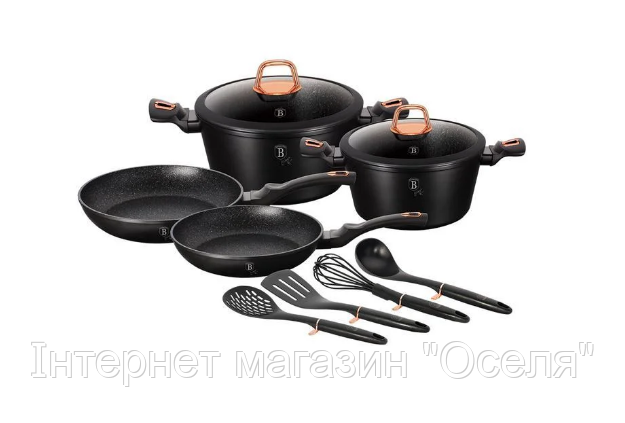 Чорний набір посуду з кованого алюмінію Berlinger Haus BLACK ROSE Collection BH 6149
Чорний набір посуду з кованого алюмінію Berlinger Haus BLACK ROSE Collection BH 6149