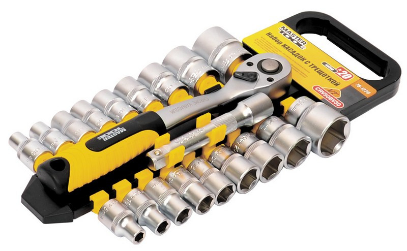 Набор насадок торцевых PROFI CrV 1/2” 8-32 мм, трещотка 72Т, 20 шт MASTERTOOL 78-1220
Набор насадок торцевых PROFI CrV 1/2” 8-32 мм, трещотка 72Т, 20 шт MASTERTOOL 78-1220
