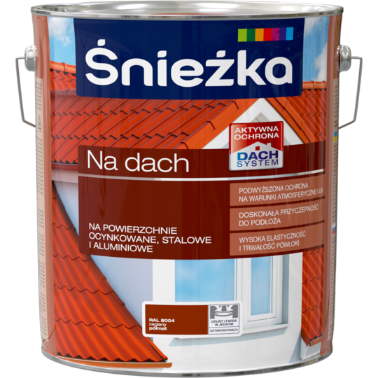 Краска для крыш Sniezka NA DACH поливинил-акриловая ОРЕХ КОРИЧНЕВЫЙ (полуматовый) RAL8011 5л PL
Краска для крыш Sniezka NA DACH поливинил-акриловая ОРЕХ КОРИЧНЕВЫЙ (полуматовый) RAL8011 5л PL