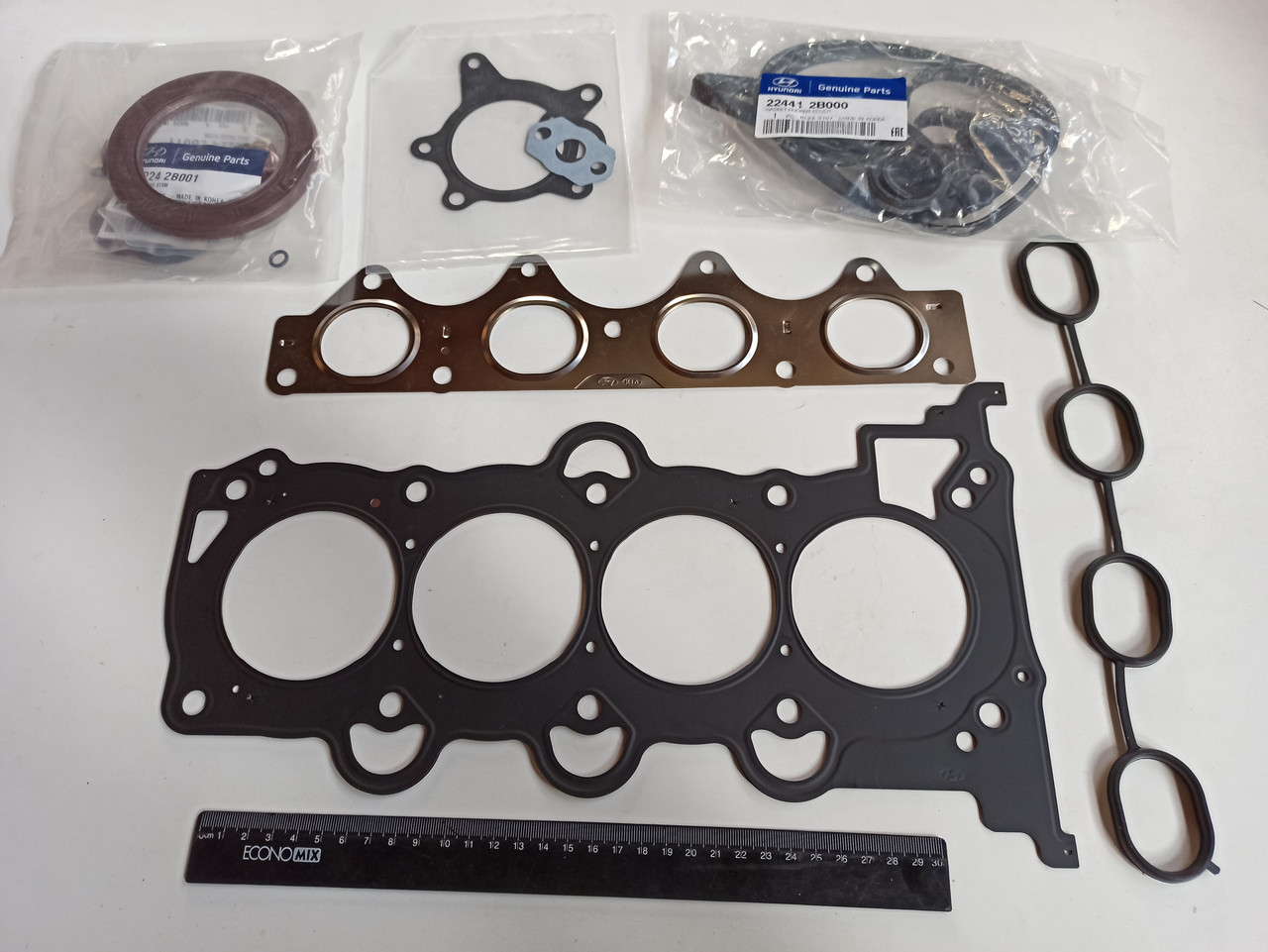 Прокладки двигателя (полный к-кт) Hyundai/KIA 1.4 G4FA/1.6 G4FC, MOBIS (209102BA00) + сальники
Прокладки двигателя (полный к-кт) Hyundai/KIA 1.4 G4FA/1.6 G4FC, MOBIS (209102BA00) + сальники