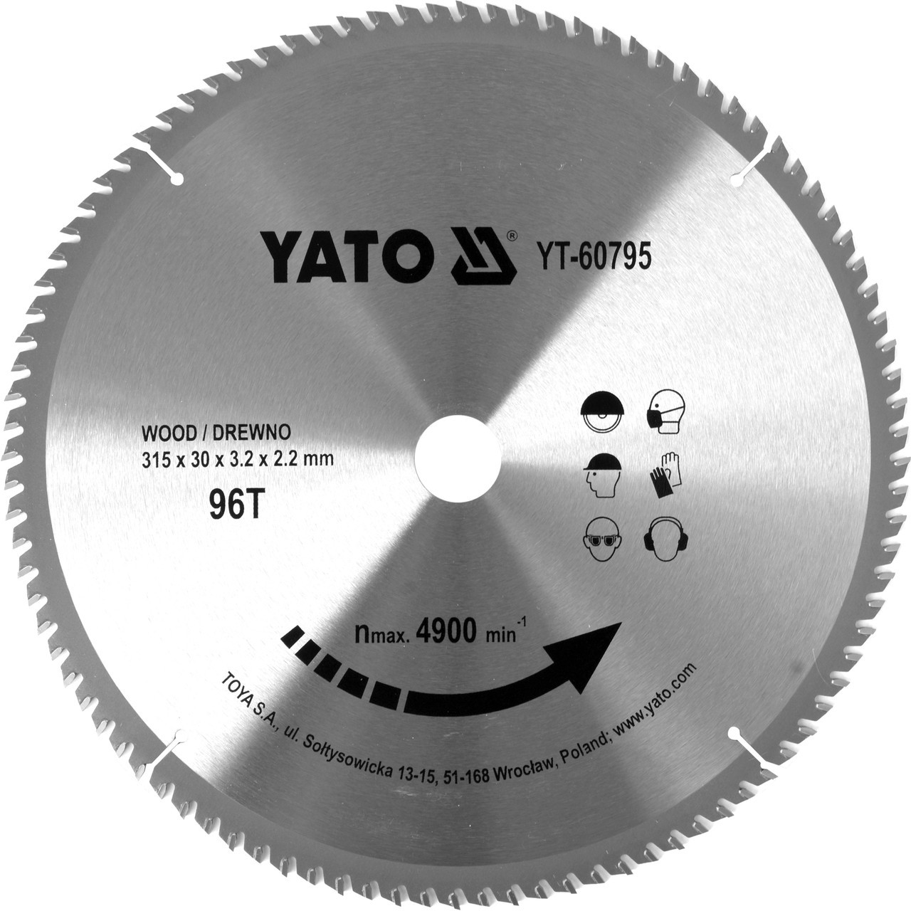 Диск пильный по дереву YATO 315 x 30 x 3.2 x 2.2 мм 96 зубцов R.P.M до 4900 1/мин YT-60795
Диск пильный по дереву YATO 315 x 30 x 3.2 x 2.2 мм 96 зубцов R.P.M до 4900 1/мин YT-60795