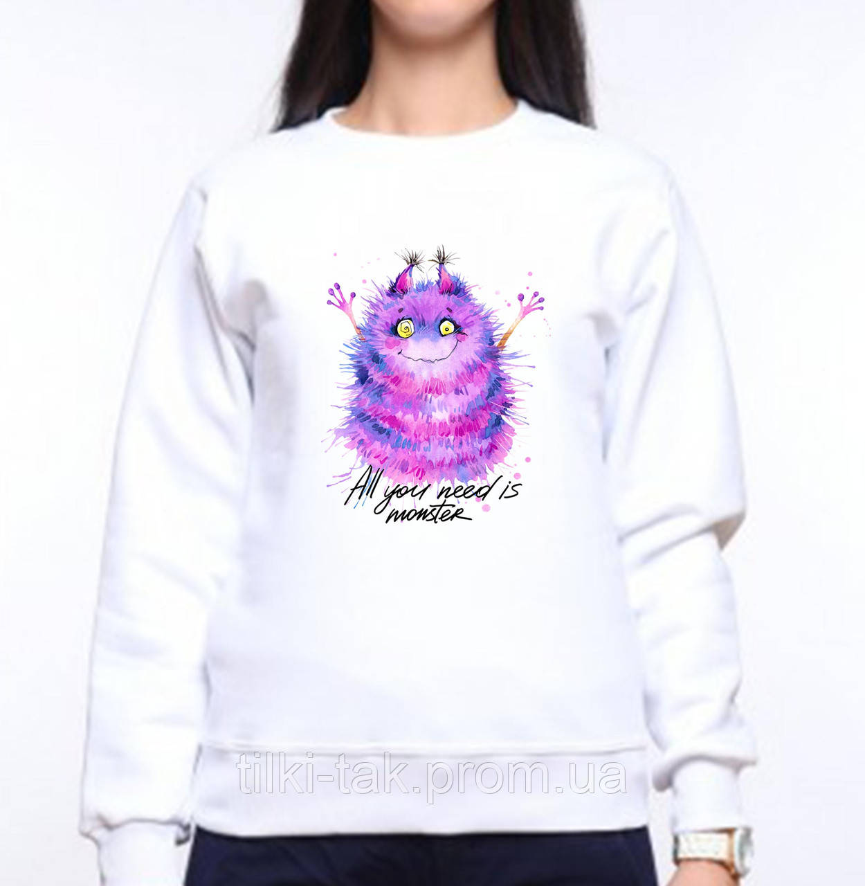 Женский свитшот с принтом Монстрик фиолетовый "All you need is monster" Push IT XS, Белый L
Женский свитшот с принтом Монстрик фиолетовый "All you need is monster" Push IT XS, Белый L