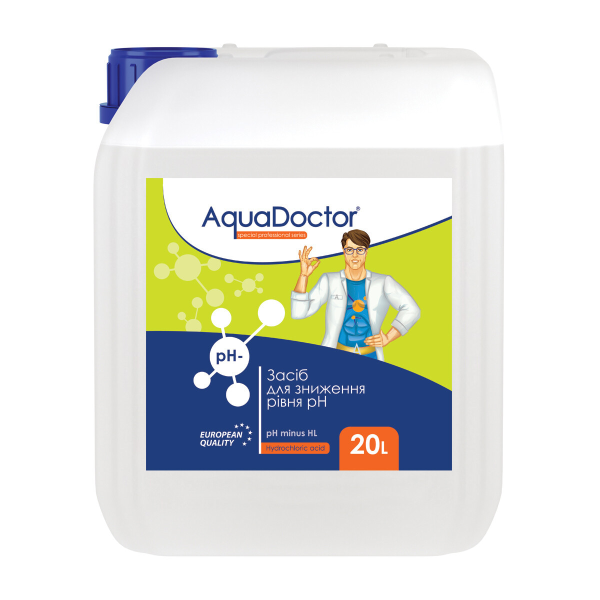 AquaDOCTOR - Засіб для зниження кислотності води (рН minus) рідкий склад (Соляна 14%). Каністра 10л
AquaDOCTOR - Засіб для зниження кислотності води (рН minus) рідкий склад (Соляна 14%). Каністра 10л