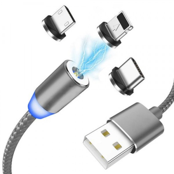 Магнитный кабель 3в1 для зарядки micro USB | Lightning | USB type C Magnetic USB Cable в оплётке, Темно-серый
Магнитный кабель 3в1 для зарядки micro USB | Lightning | USB type C Magnetic USB Cable в оплётке, Темно-серый