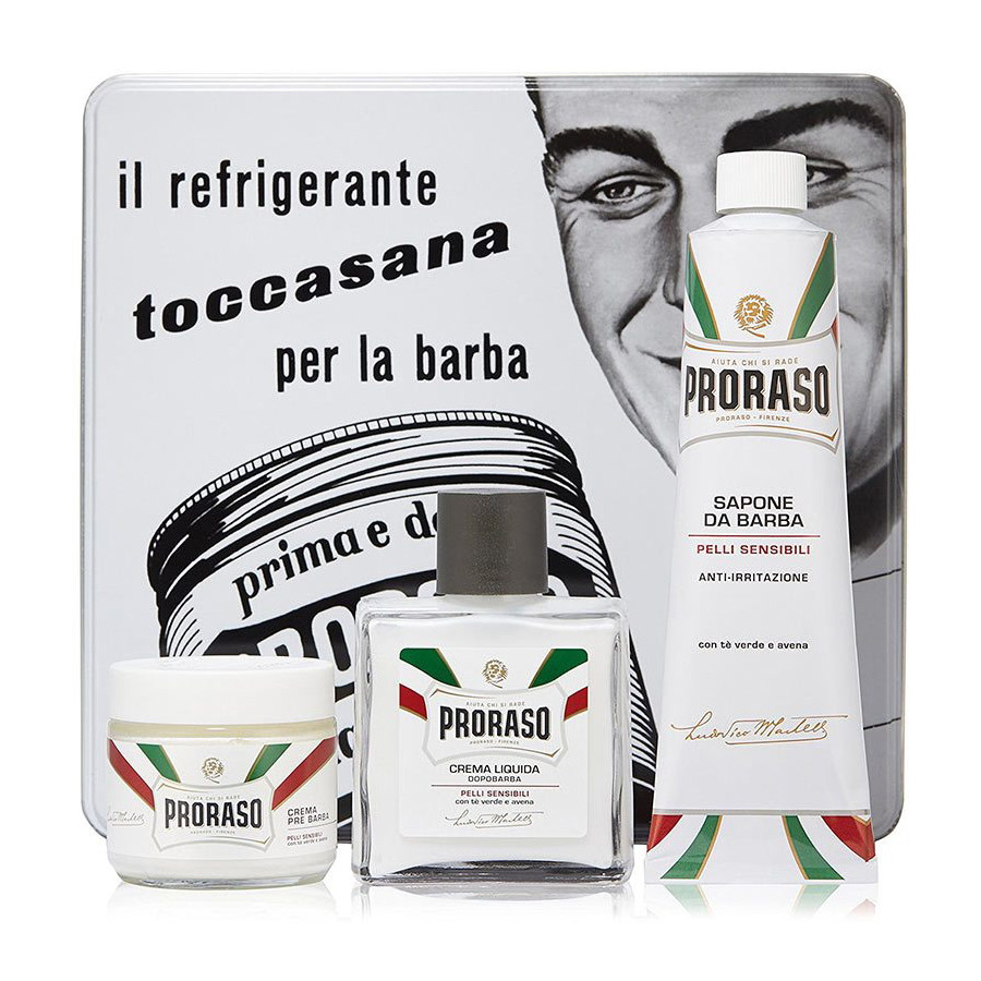 Подарочный набор для бритья Proraso Vintage Selection Toccasana (cr/100 ml + sh/cr/150 ml + ash/cr/100 ml)
Подарочный набор для бритья Proraso Vintage Selection Toccasana (cr/100 ml + sh/cr/150 ml + ash/cr/100 ml)
