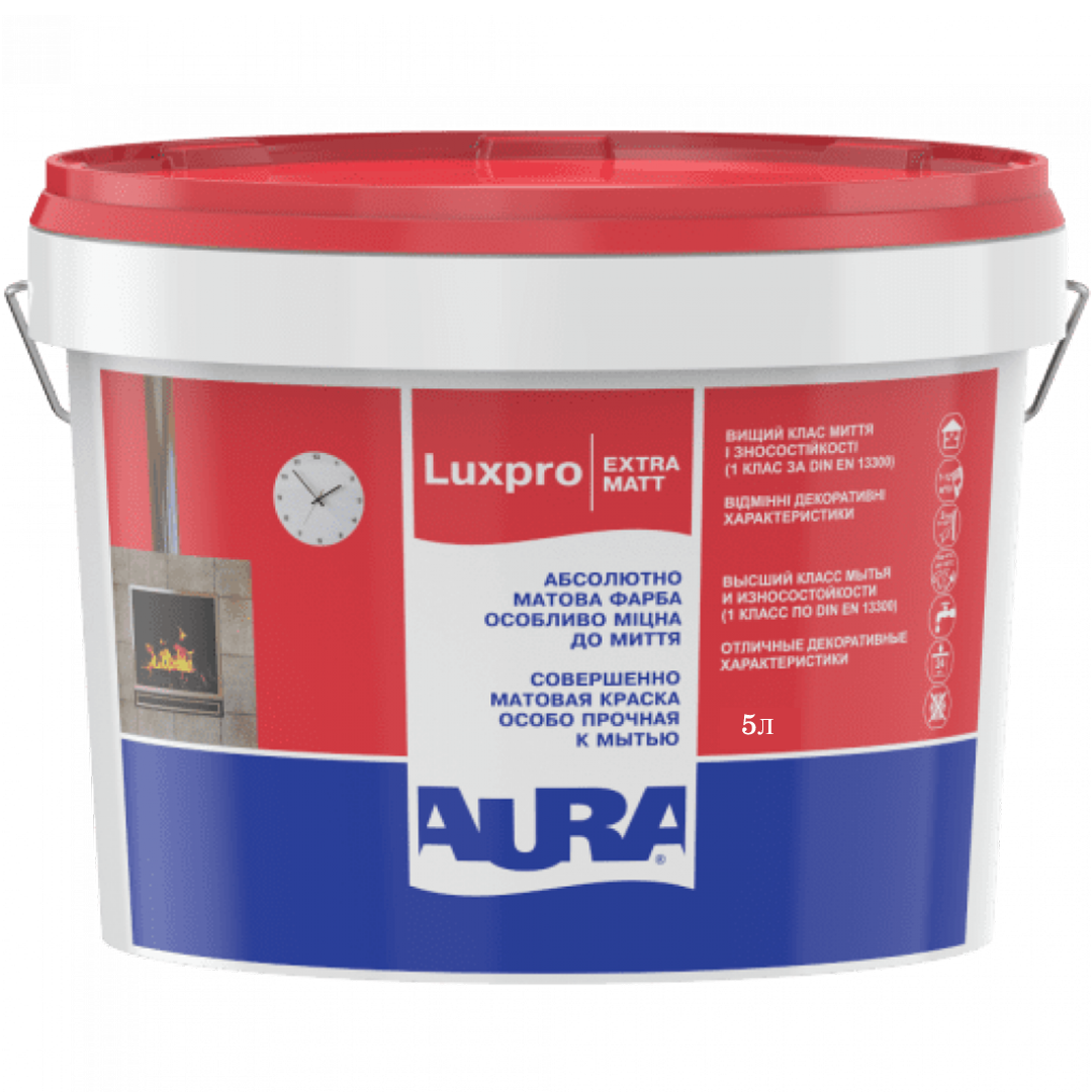 Моющаяся краска для стен и потолка Aura Luxpro Extramatt 5л (Аура люкс про экстрамат), Белый
Моющаяся краска для стен и потолка Aura Luxpro Extramatt 5л (Аура люкс про экстрамат), Белый