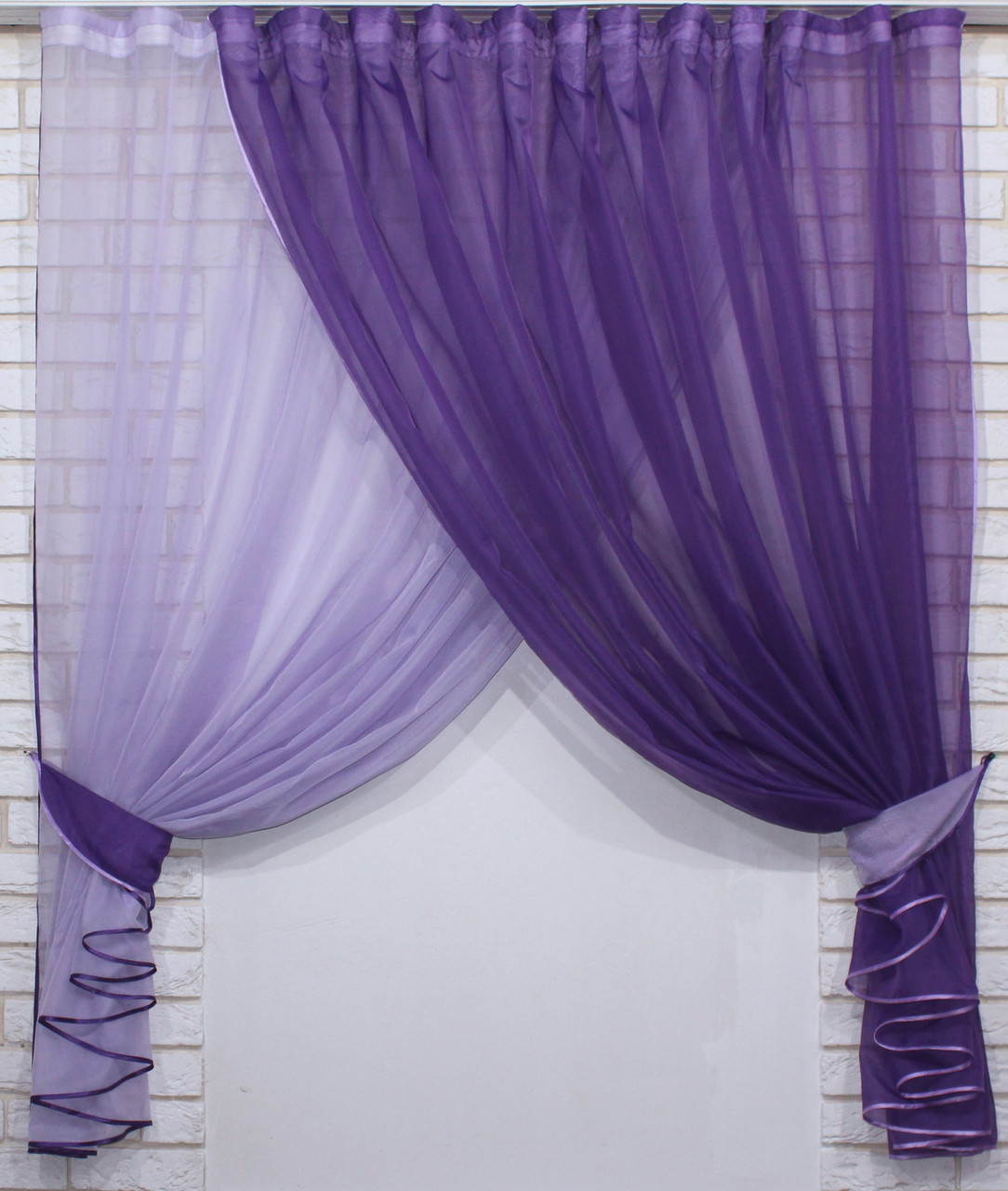 

Кухонный комплект (330х170см), шторки с подвязками "Дуэт" Цвет фиолетовый с сиреневым. № 060к 50-143