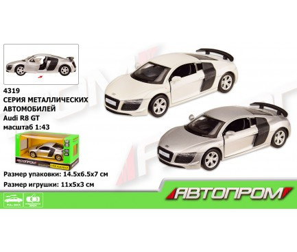 Машина металл 4319 "АВТОПРОМ",1:43 AUDI R8 GT, 2 цвета, откр.двери,в кор. 14,5*6,5*7см(Маш 4319)
Машина металл 4319 "АВТОПРОМ",1:43 AUDI R8 GT, 2 цвета, откр.двери,в кор. 14,5*6,5*7см(Маш 4319)